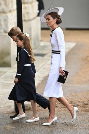 Princess Kate turned heads in a chic look before the "Trooping the Colour," an annual military parade near Buckingham Palace that marks the official birthday of the British monarch, King Charles, in London on June 15, 2024.