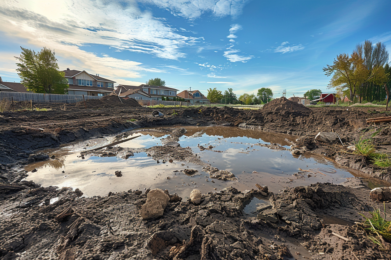 A pond partially filled with dirt | Source: Midjourney