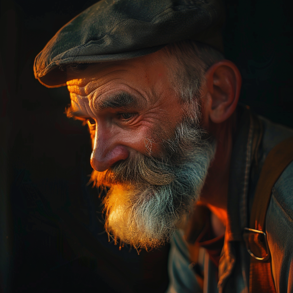 Close-up side view of an older man with his eyes downcast | Source: Midjourney