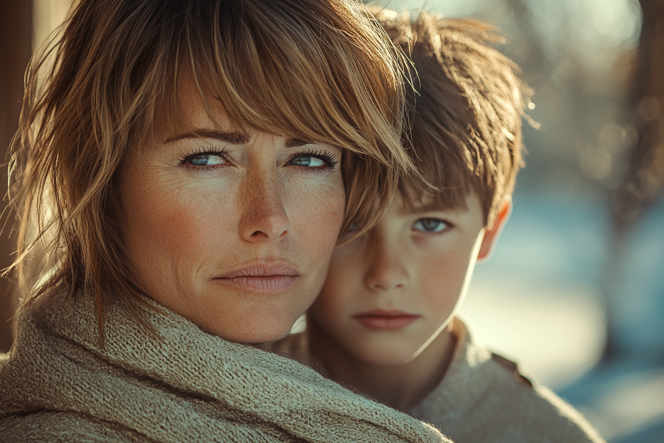 A woman with her son | Source: Midjourney